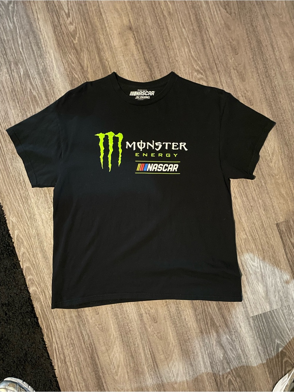 Nascar Black T-Shirt with Neon Green Monster Energy Logo